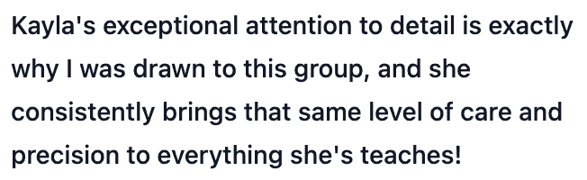 Group coaching program testimonial from Amanda at Stir Taste Smile.